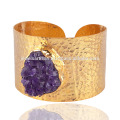 Amethyst Druzy Fashion Bracelet Bracelet Bracelete De Ouro